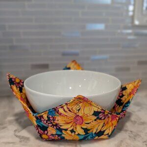 Bowl Cozy Reversible with Vibrant Sunflower Pattern Handmade 100% Cotton